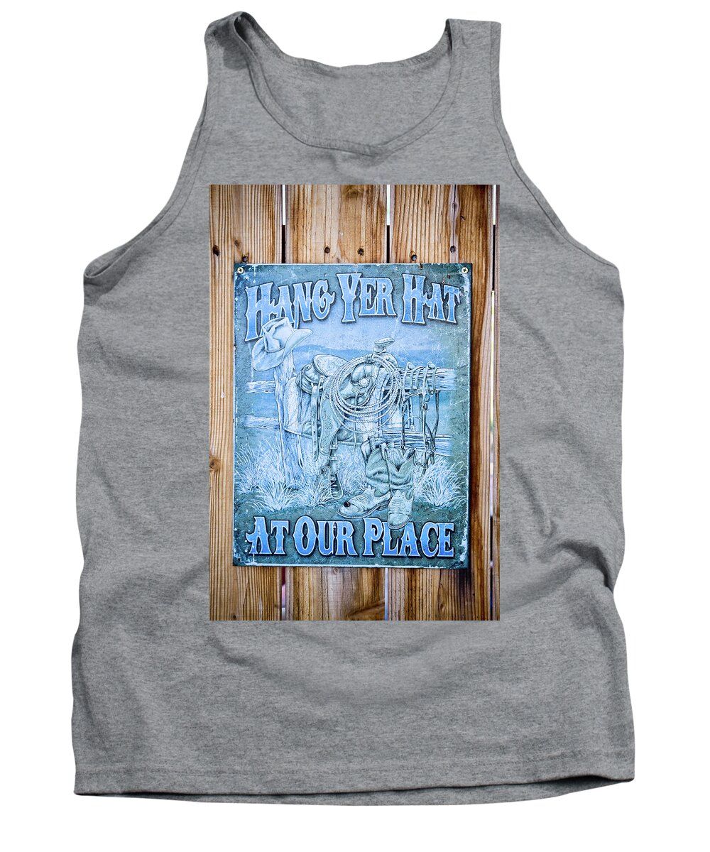 Route 66 Tank Top featuring the photograph Hang Yer Hat At Our Place by Tatiana Travelways