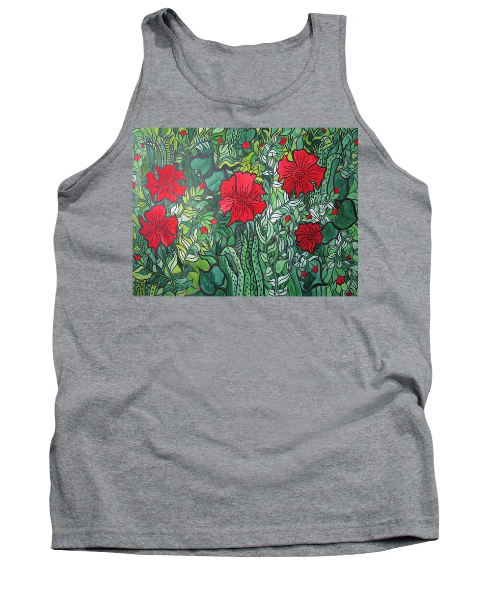 Floral Tank Top featuring the painting Happiness by Rosita Larsson