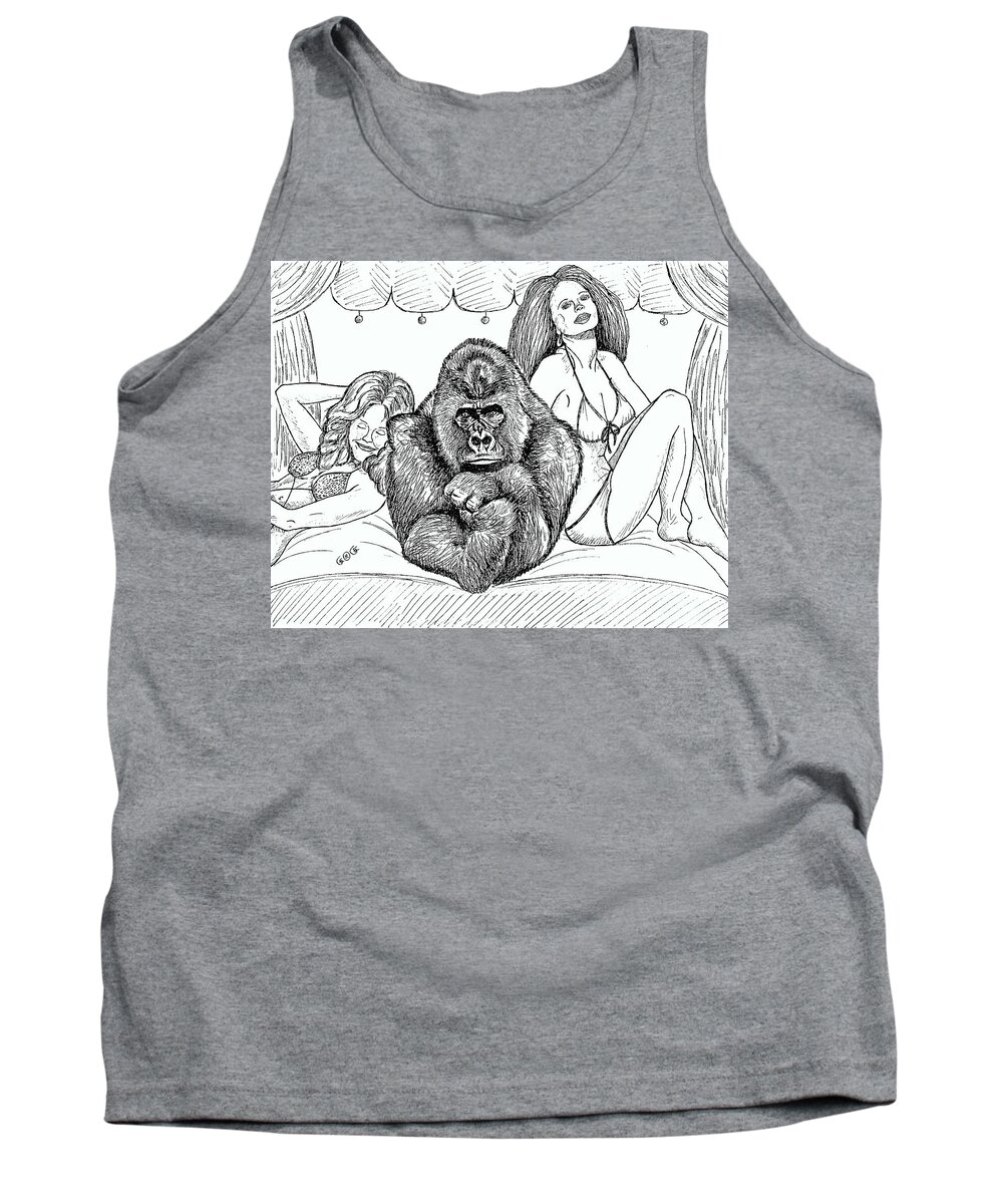 Drawings Tank Top featuring the drawing Happy Hour by George I Perez