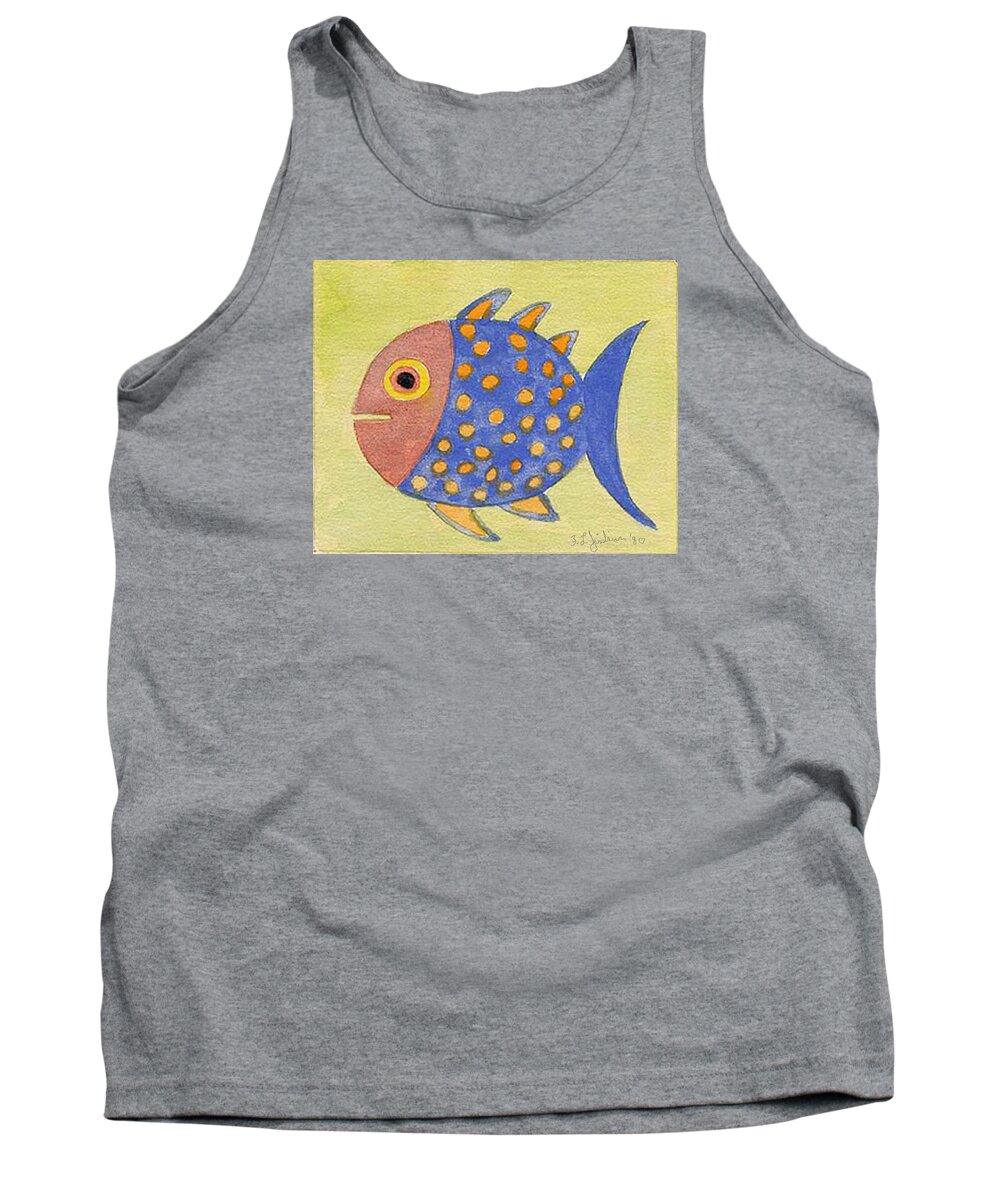 Happy Fish Tank Top featuring the painting Happy Speckled Fish by Fred Jinkins