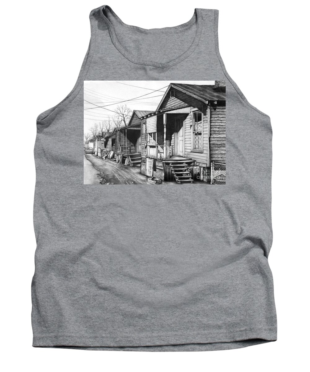 Pencil Drawing Tank Top featuring the drawing Hard Knock Life by David Neace CPX