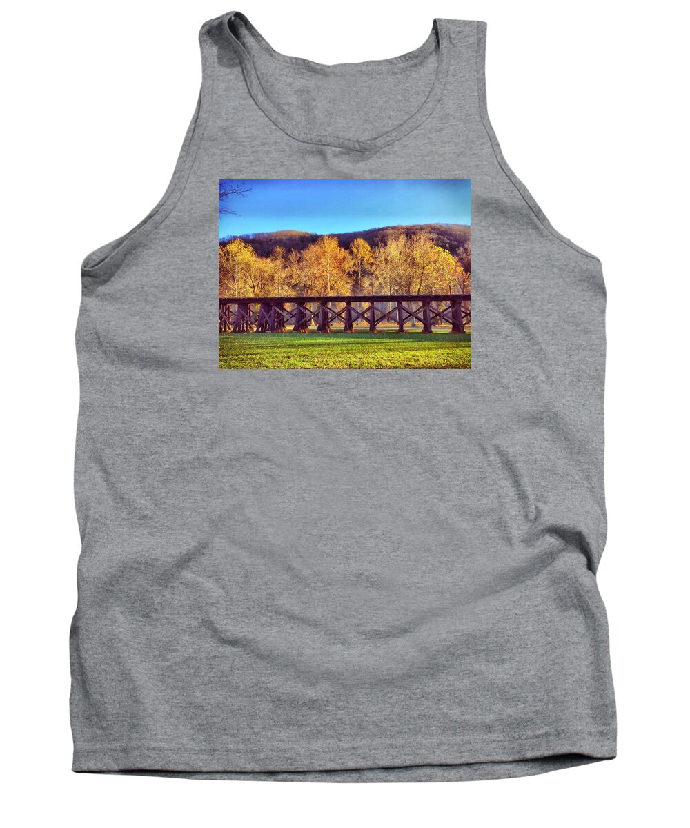 Train Tracks Tank Top featuring the photograph Harpers Ferry Train Tracks by Chris Montcalmo