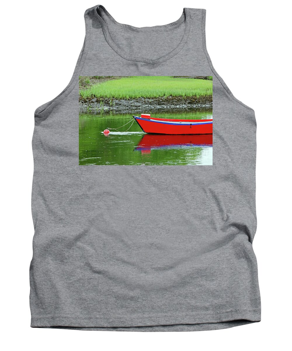 Red Rowboat Tank Top featuring the photograph Harwich Rowboat by Jim Gillen
