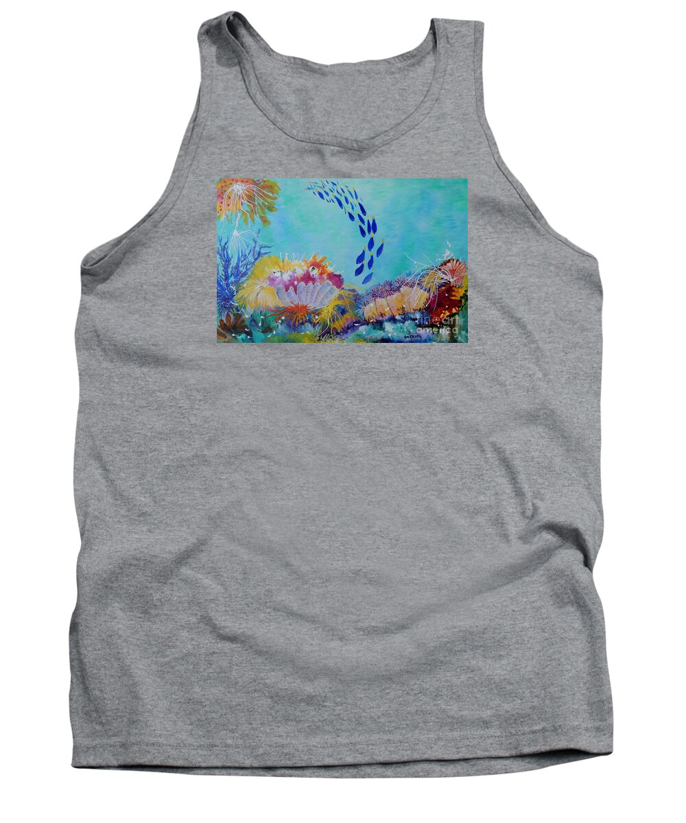 Fish Tank Top featuring the painting Heading For The Coral by Lyn Olsen