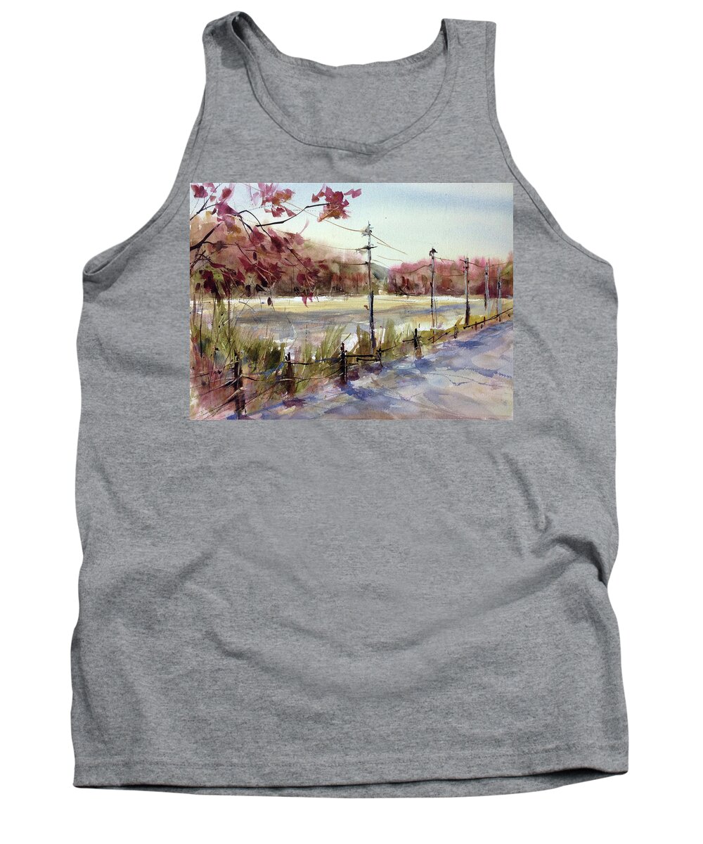 Watercolor Tank Top featuring the painting Heading to North Country by Judith Levins