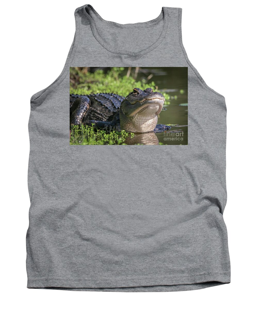 Gator Tank Top featuring the photograph Heads-Up Gator by Tom Claud