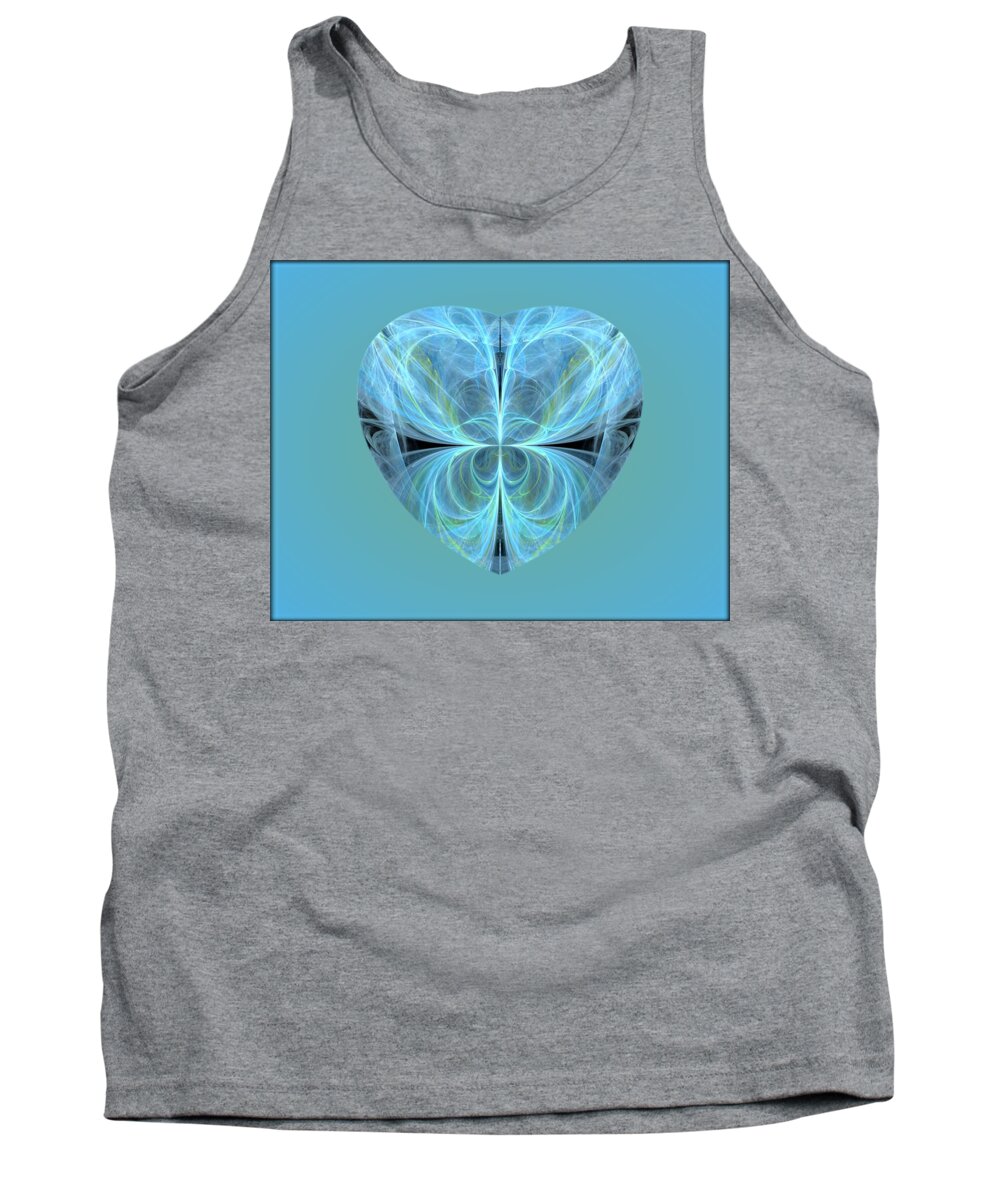 Apophysis Fractal Tank Top featuring the digital art Heart - Ghost Blue by Angie Tirado