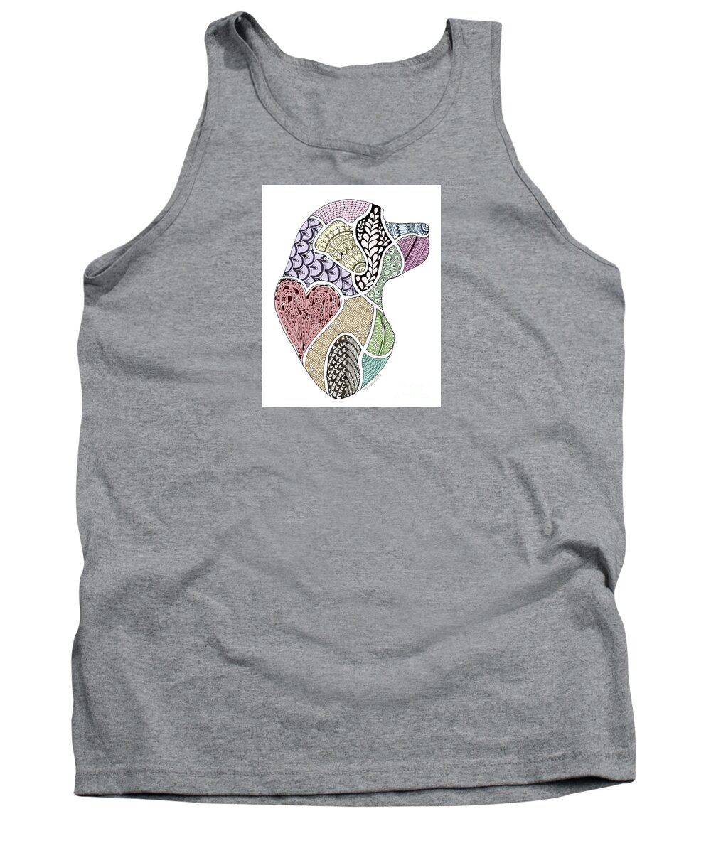 Amy Reges Tank Top featuring the drawing Heart Labrador Doggie Doodle by Amy Reges