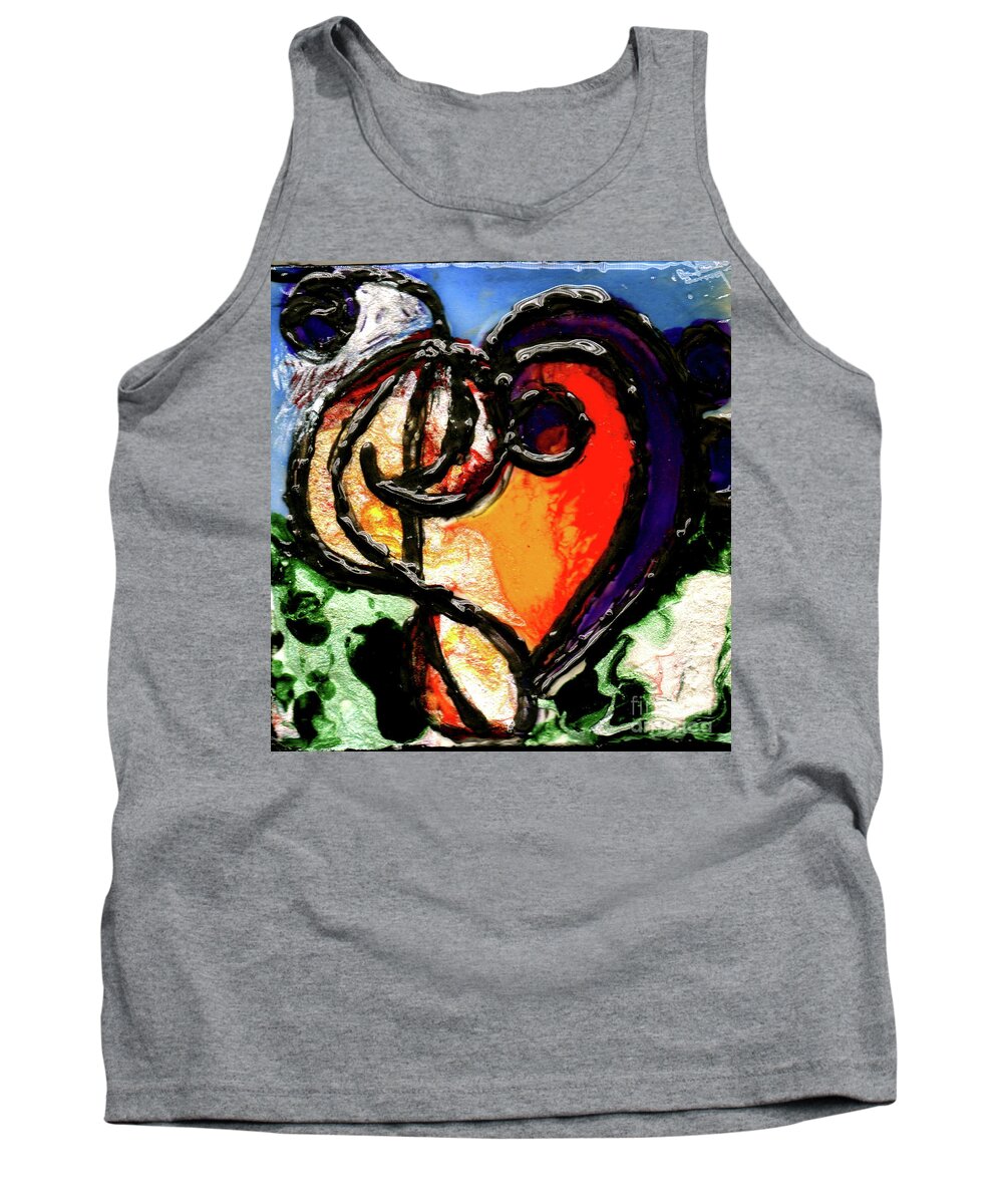Love Tank Top featuring the painting Heart Robin Treble by Genevieve Esson