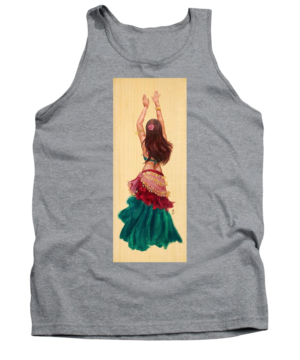Bellydance Tank Top featuring the painting Heart's Fire by Brandy Woods