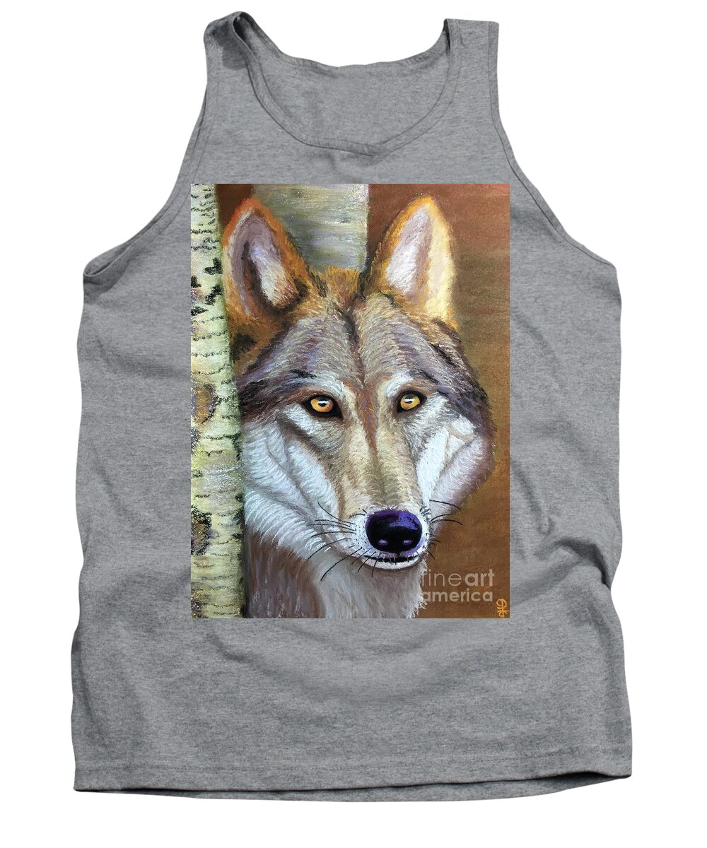 Wolf Tank Top featuring the pastel Hello by Jennefer Chaudhry