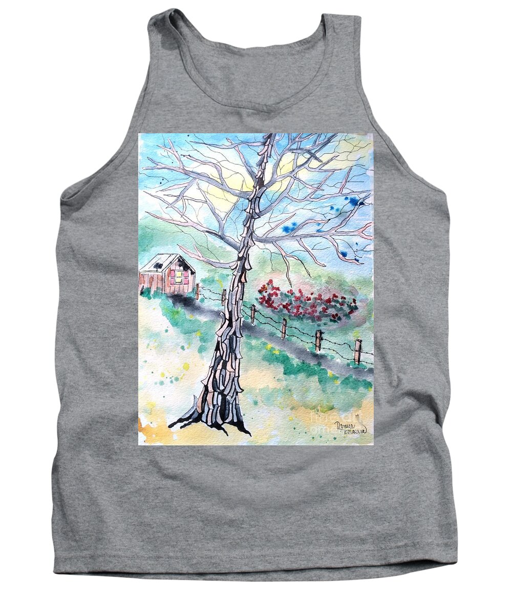 Hickory Tree Tank Top featuring the painting Hickory by Denise Tomasura