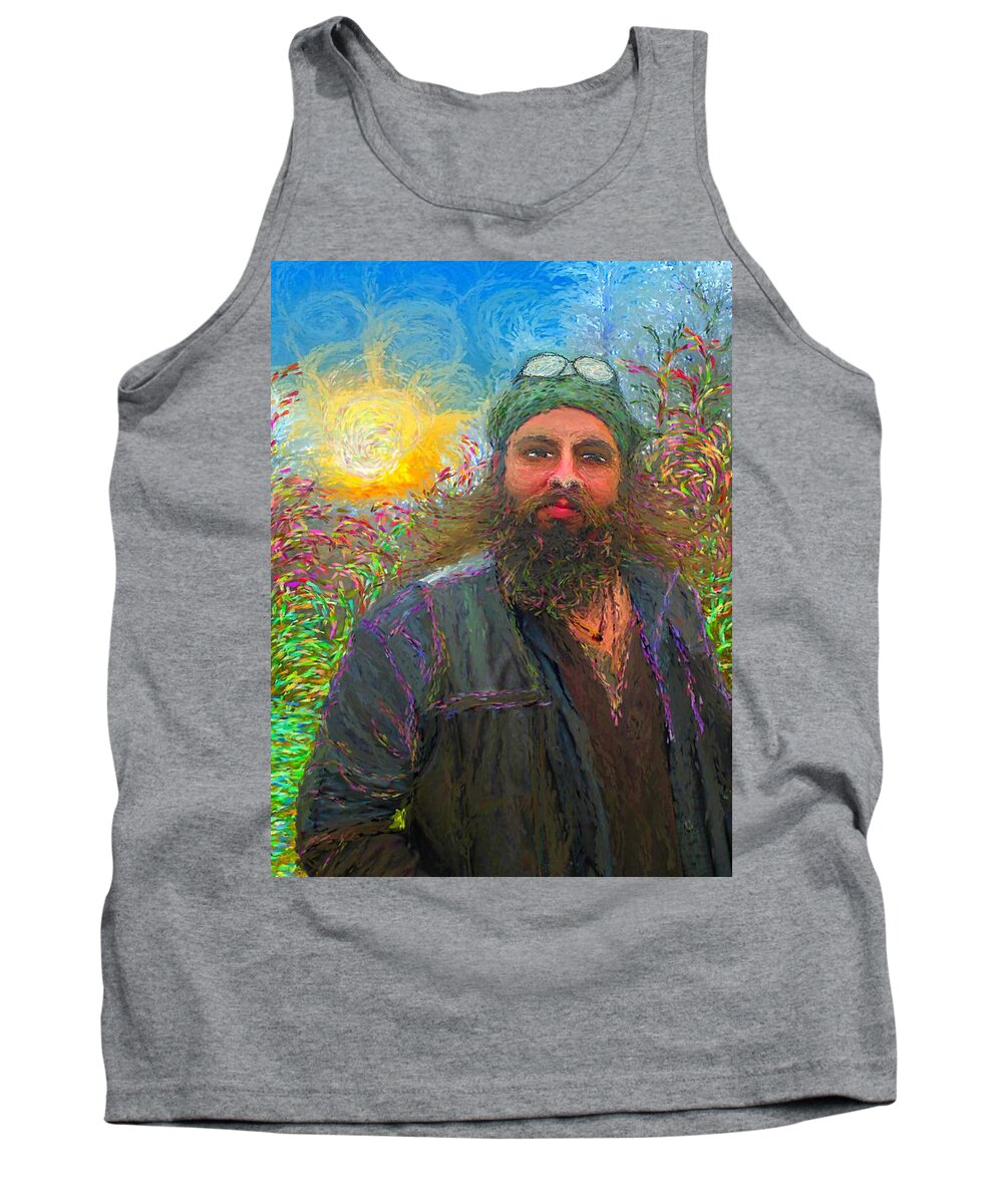 Impressionist Tank Top featuring the painting Hippie Mike by Hidden Mountain