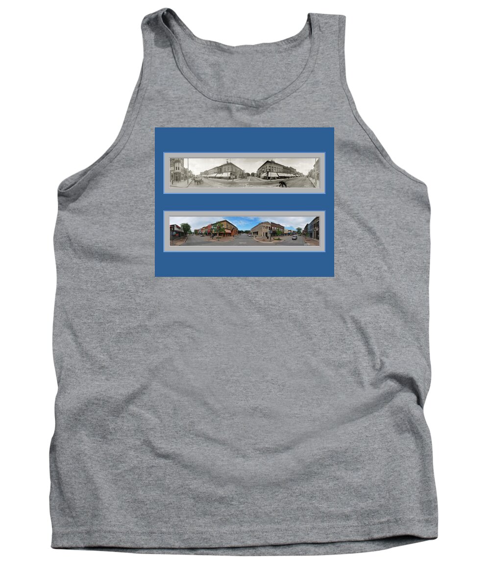 Historic Panorama Panoramic Reproduction Old New Now Then Cedar Falls Iowa Tank Top featuring the photograph Historic Cedar Falls Iowa Panoramic Reproduction by Ken DePue