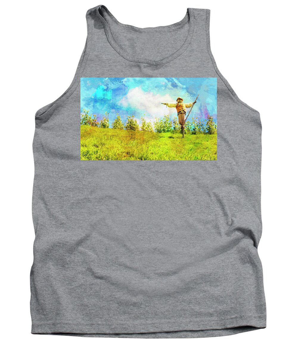 Hobbits Tank Top featuring the photograph Hobbit Scarecrow by Kathryn McBride