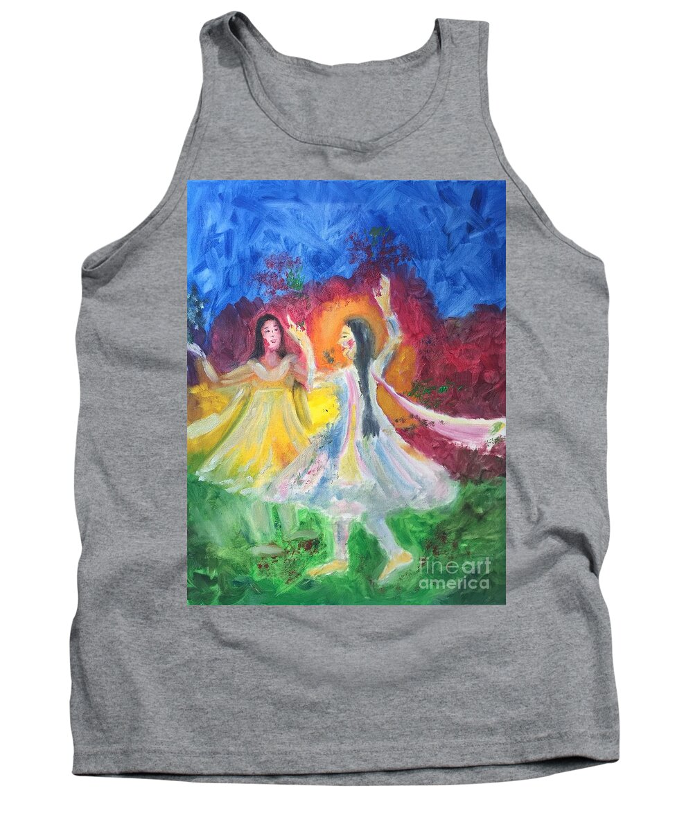 Holi Tank Top featuring the painting Holi-festival of colors by Brindha Naveen