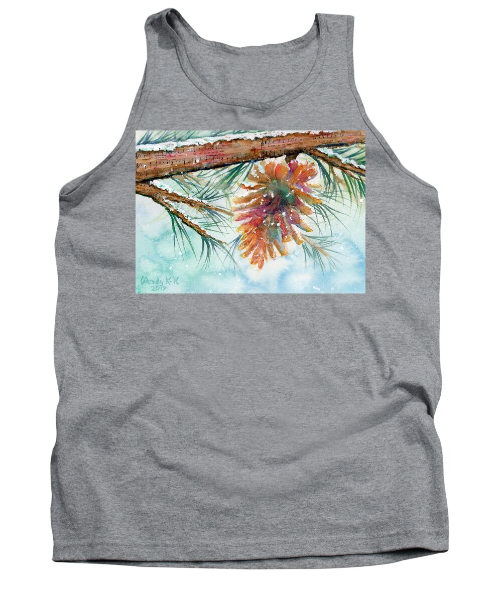 Christmas Tank Top featuring the painting Holiday Card 2017 by Wendy Keeney-Kennicutt