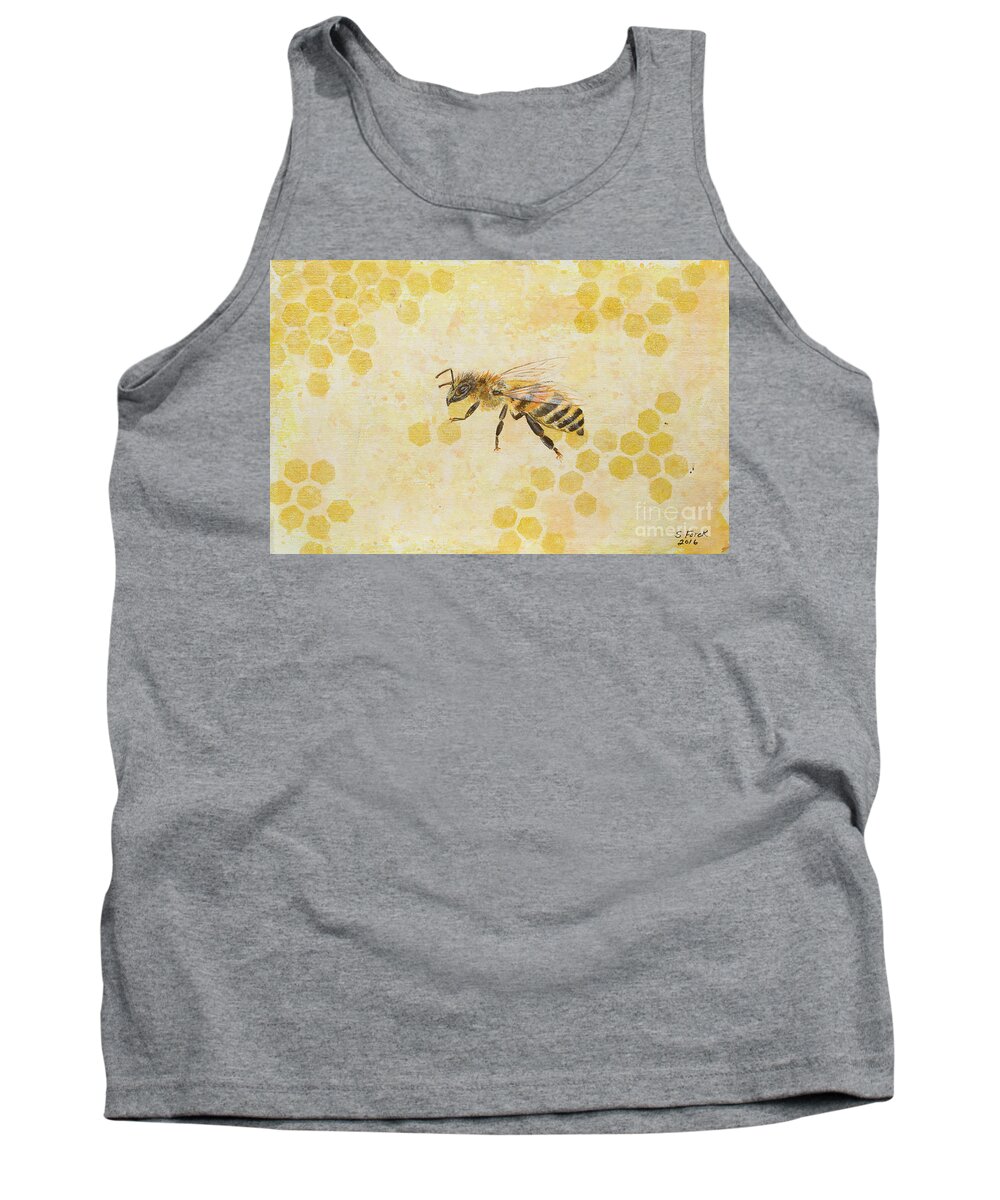 Bee Tank Top featuring the painting Honey bee by Stefanie Forck