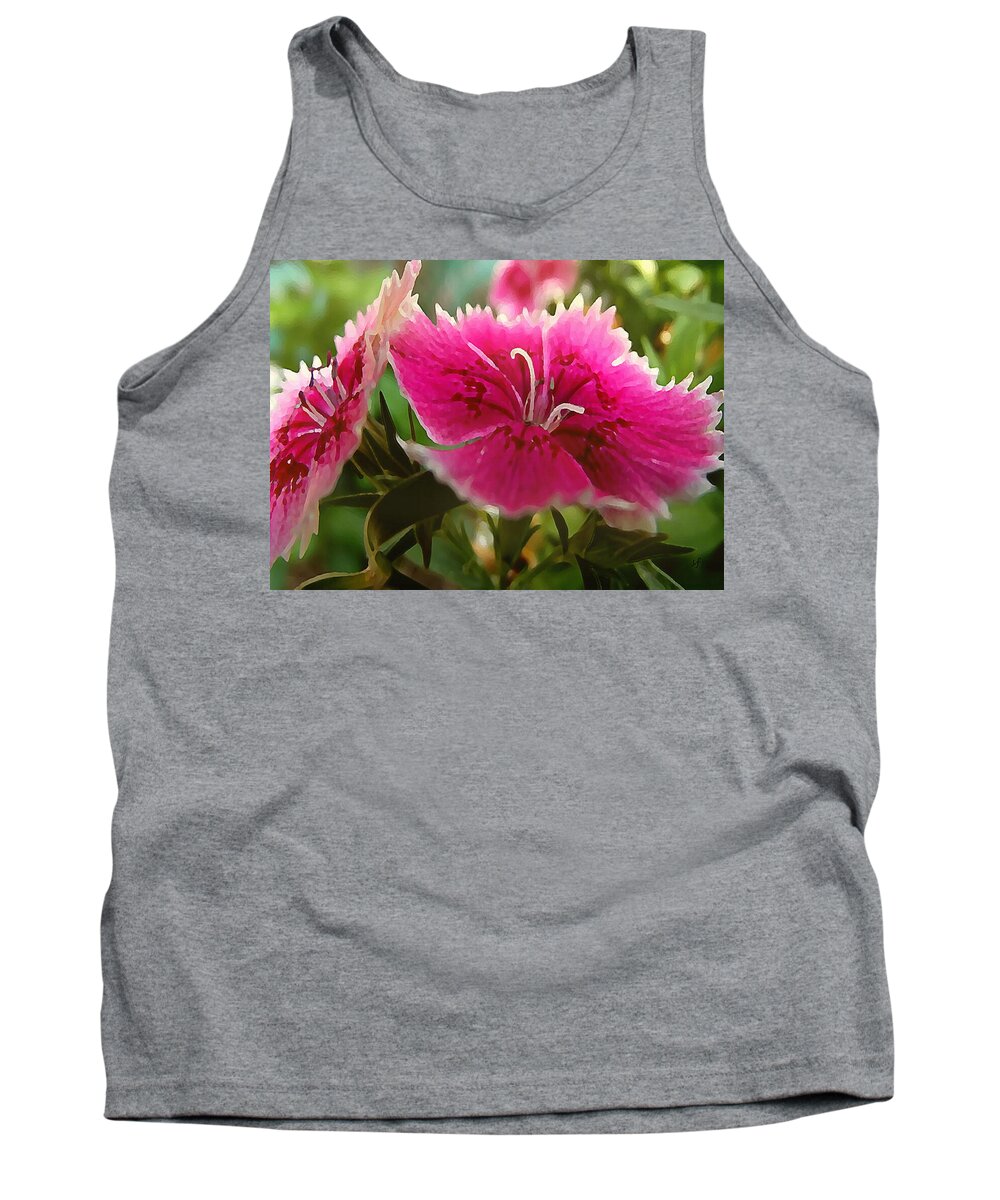 Flowers Tank Top featuring the mixed media Hot Pinks by Shelli Fitzpatrick