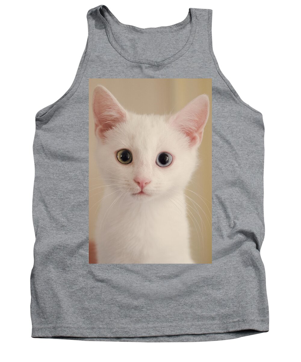 White Cat Tank Top featuring the photograph How Can I Help You . . . by Kristin Hatt