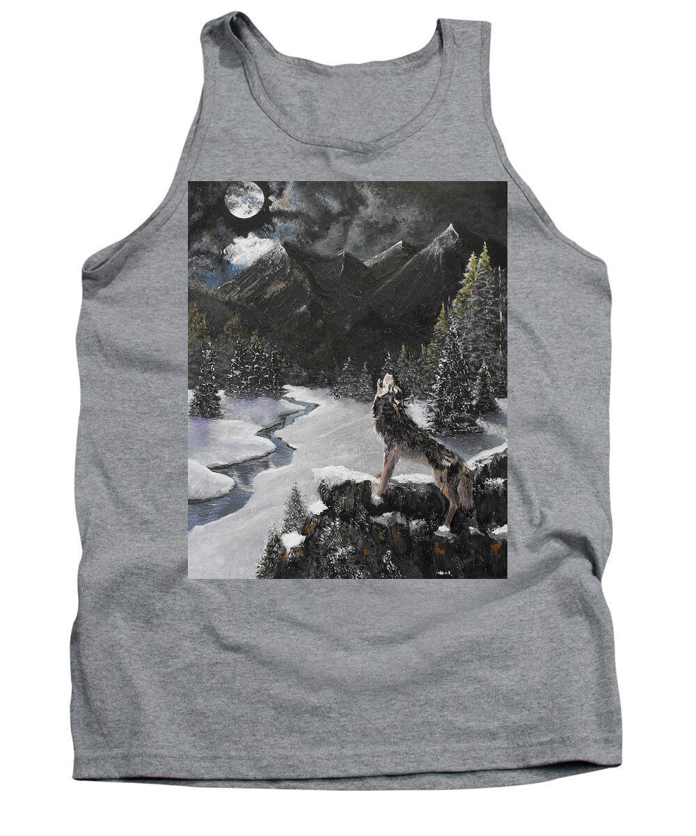 Wolf Tank Top featuring the painting Howling Wolf by Susan Bruner