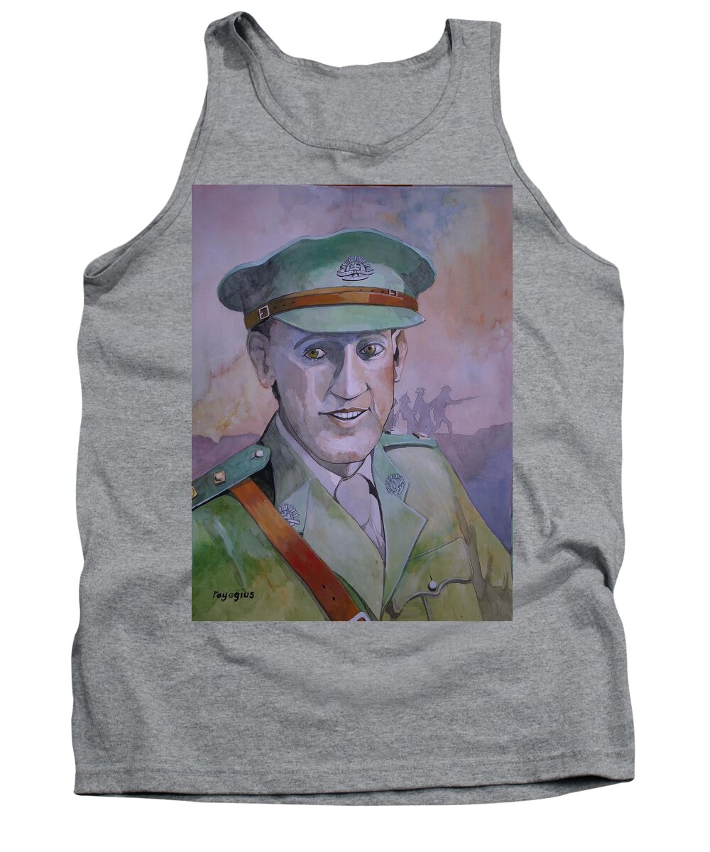 Victoria Cross Tank Top featuring the painting Hugo Throssel VC by Ray Agius