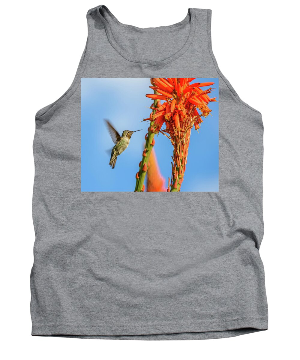 Hummingbird Tank Top featuring the photograph Hummingbird Flowers by Jerry Cahill