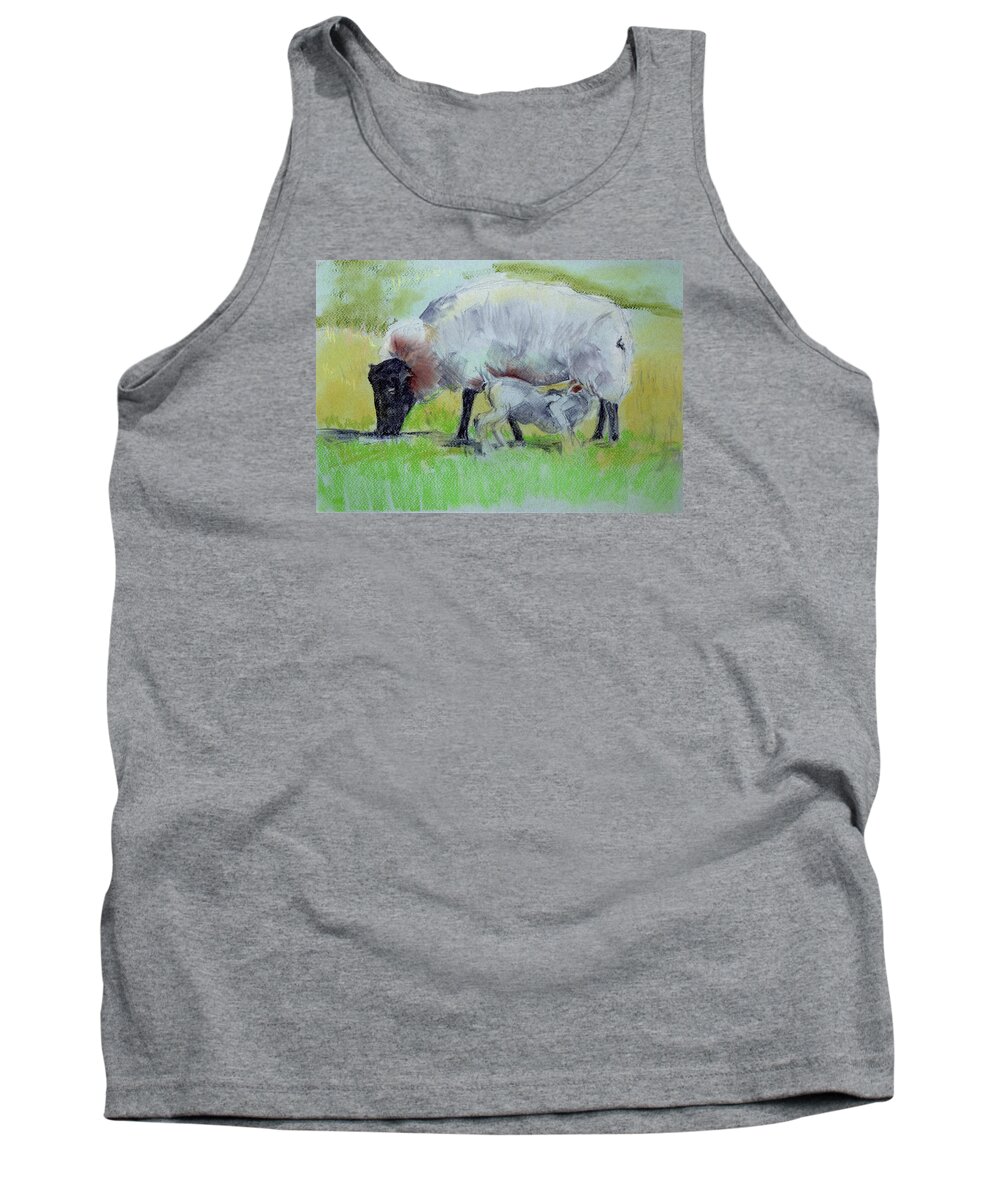  Tank Top featuring the painting Hungry Lamb by Kathleen Barnes