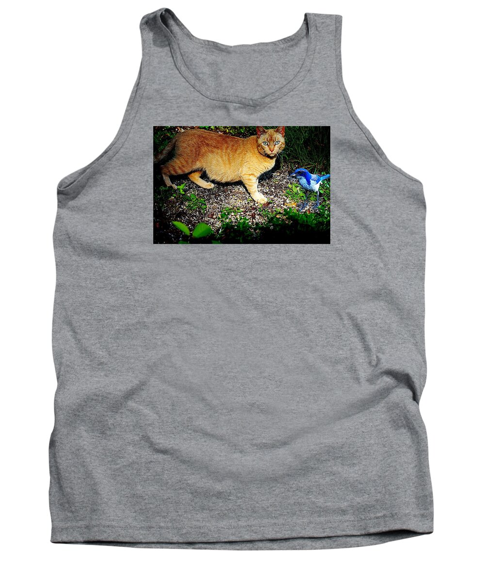 Feline Tank Top featuring the photograph I See a Puddy Kat by Nick Kloepping