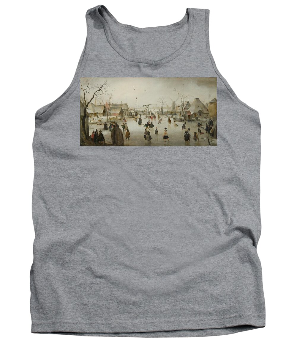 Hendrick Avercamp Tank Top featuring the painting Ice-skating in a Village, 1610 by Vincent Monozlay