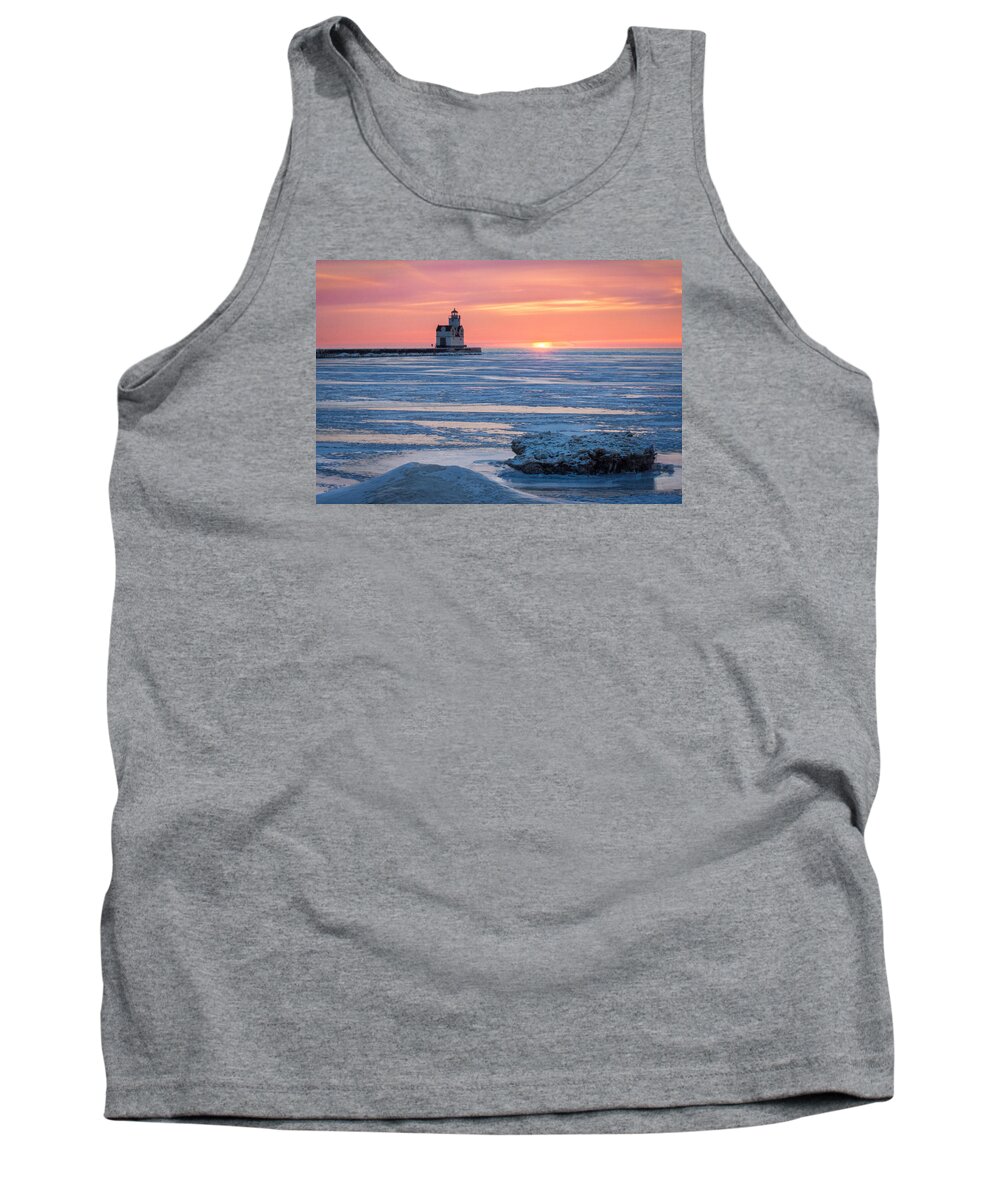 Lighthouse Tank Top featuring the photograph Icing on the Lake by Bill Pevlor