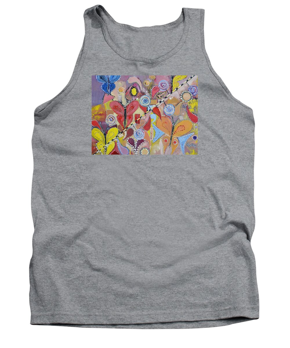 Butterflies Tank Top featuring the painting Imagination Land by Evelina Popilian