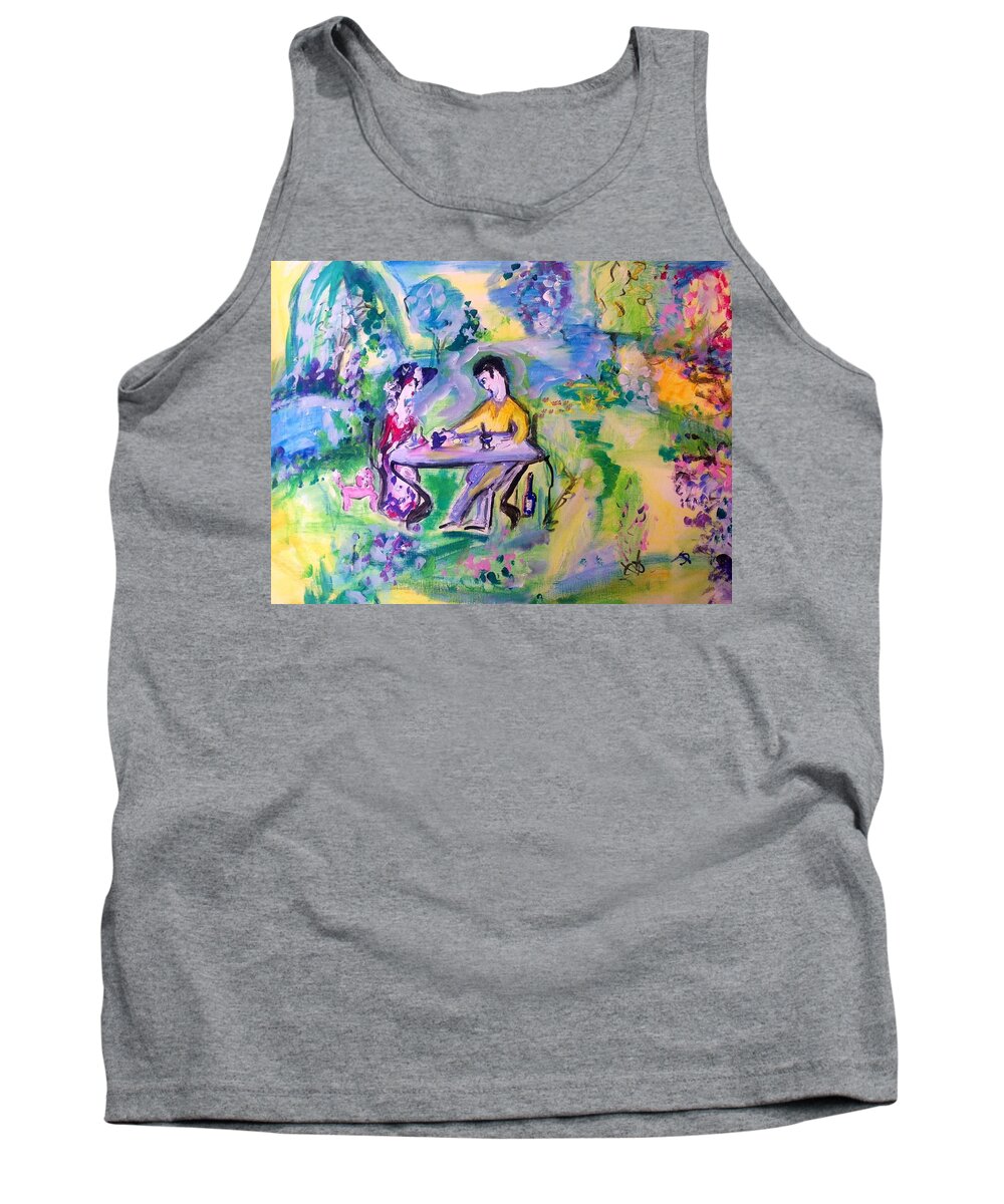 Picnic Tank Top featuring the painting Impromptu picnic by Judith Desrosiers