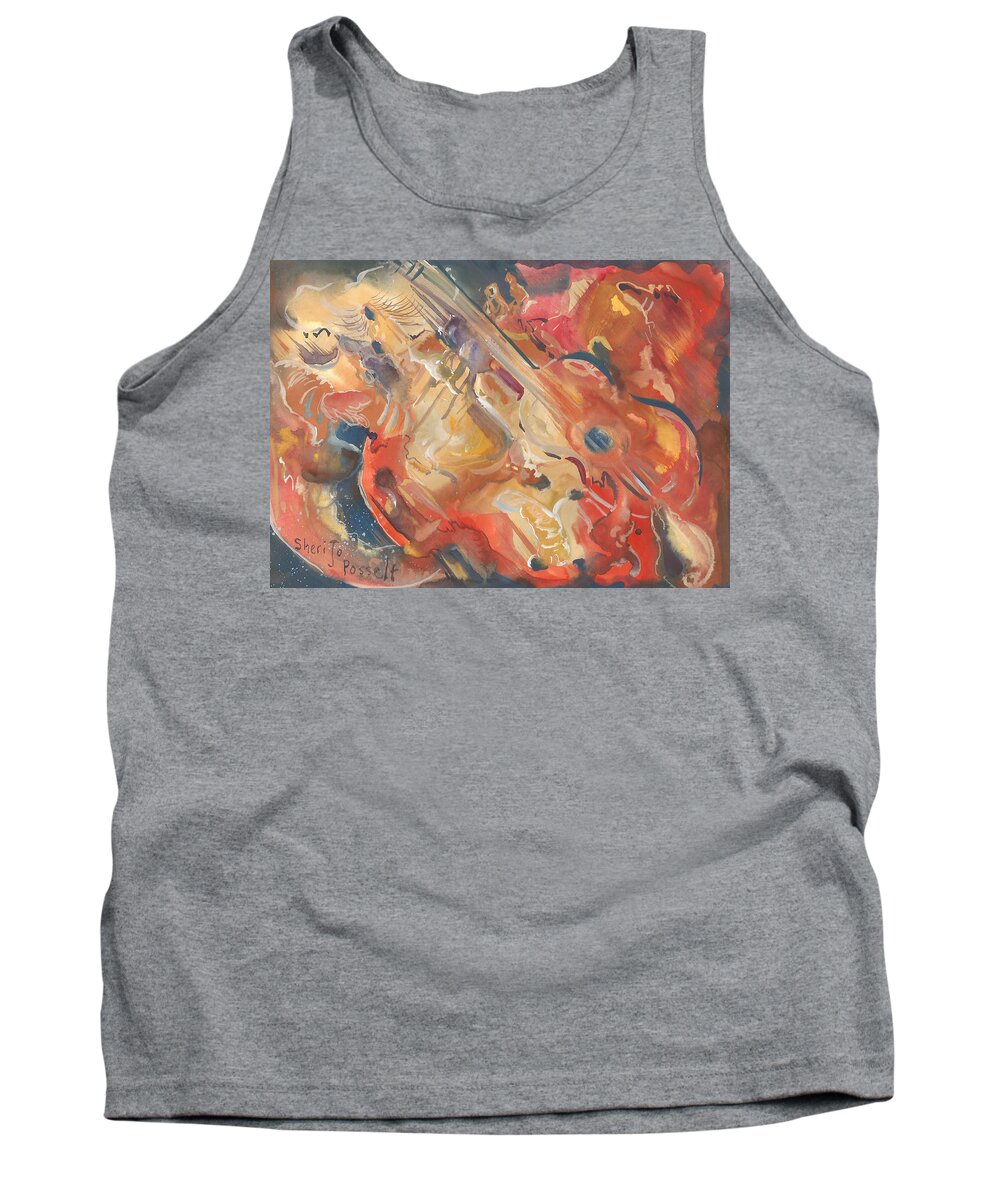 Intimate Guitar Tank Top featuring the painting Intimate Guitar by Sheri Jo Posselt