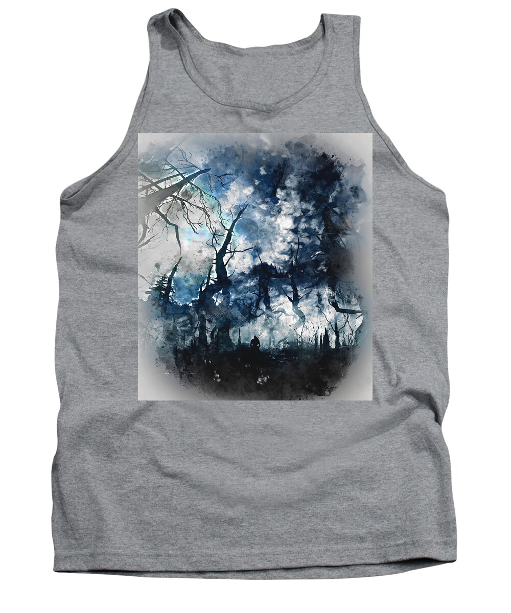 Lifetime Tank Top featuring the painting Into the Darkness - 01 by AM FineArtPrints