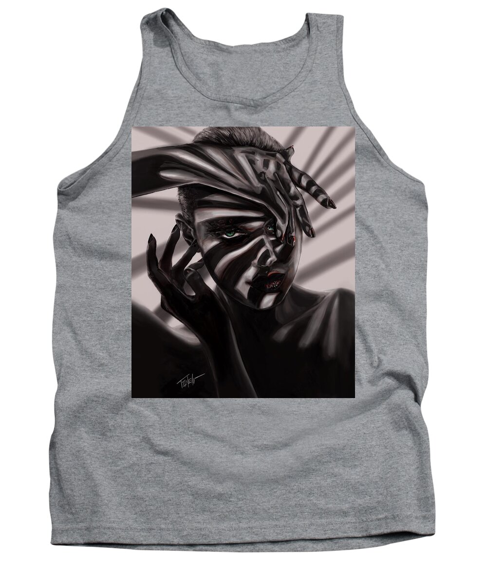 Female Tank Top featuring the mixed media Hard light portrait by Mark Tonelli