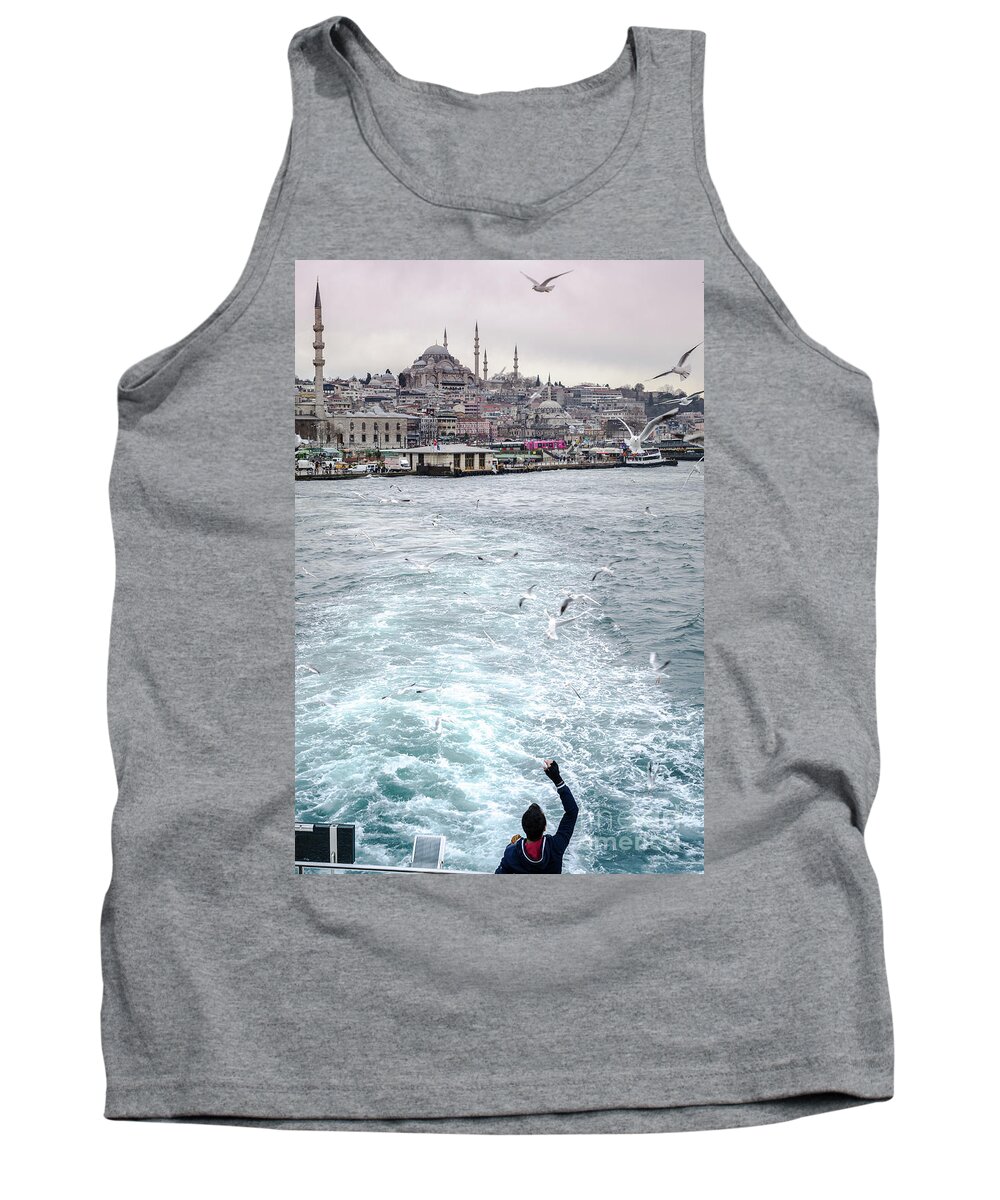 Birds Tank Top featuring the photograph Istanbul to Kadikoy, Ferry Ride on the Golden Horn by Perry Rodriguez
