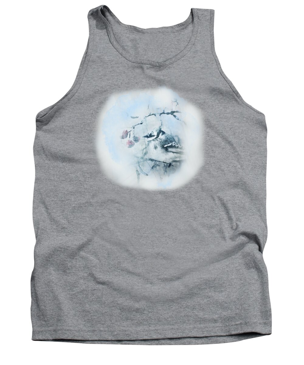 Bluejay Tank Top featuring the digital art January Bluejay by Sue Capuano