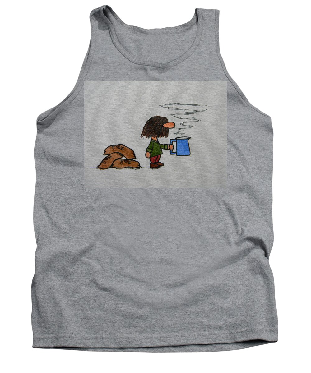 Coffee Tank Top featuring the drawing Java by Marwan George Khoury