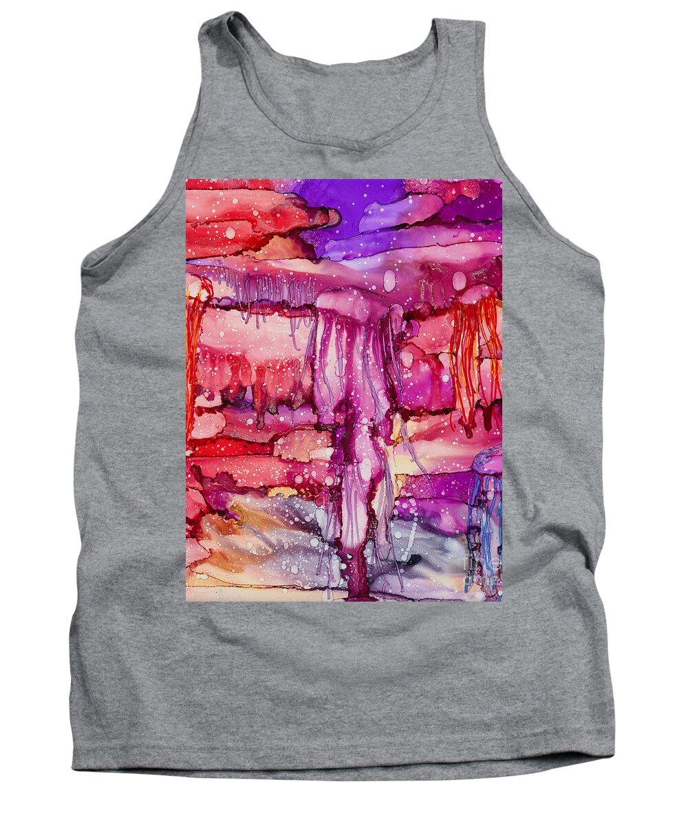 Ocean Tank Top featuring the painting Jellyfish by Alene Sirott-Cope