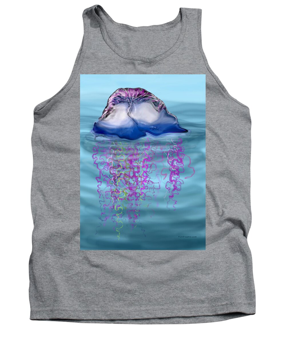 Jellyfish Tank Top featuring the greeting card Jellyfish by Kevin Middleton