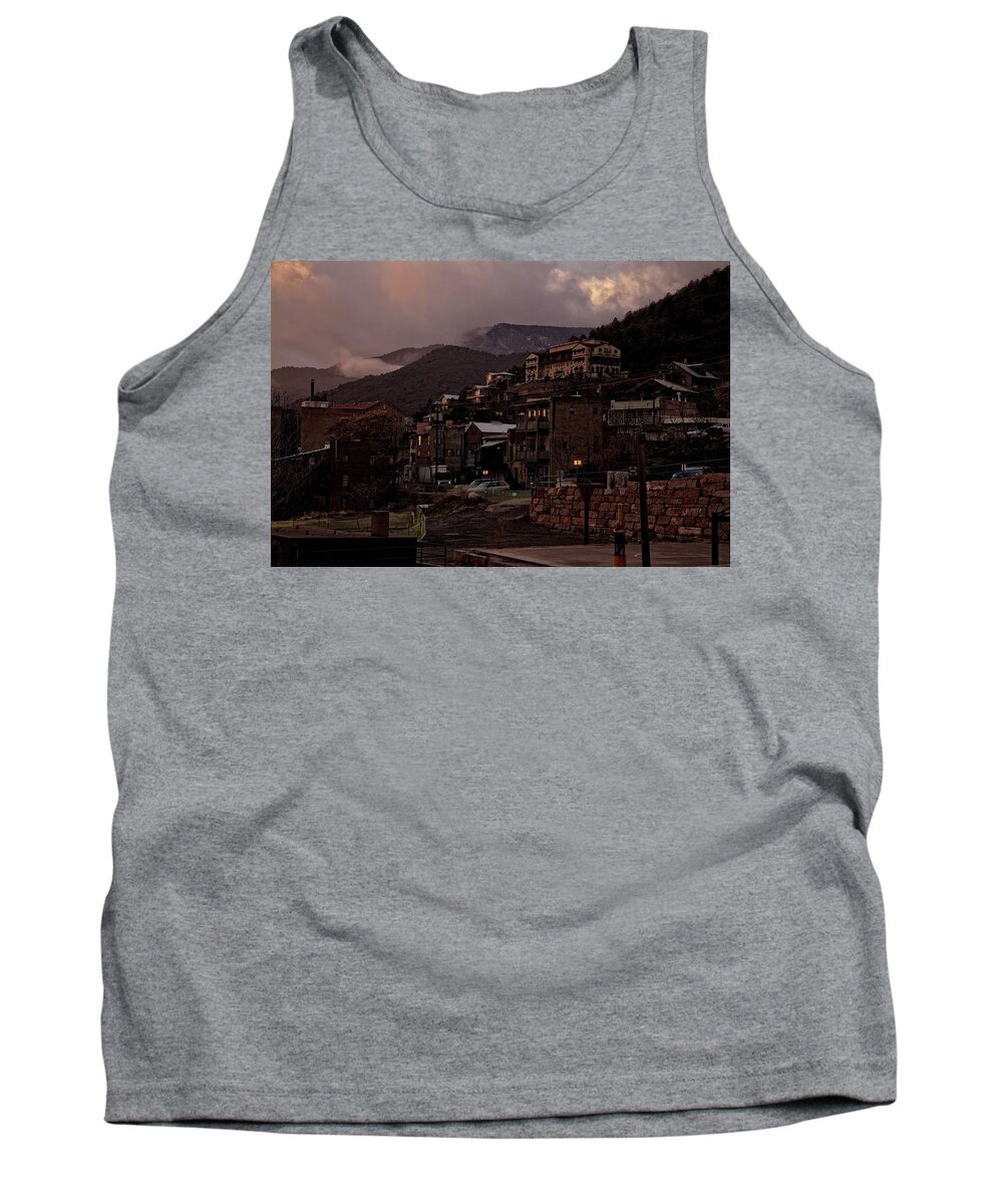 Jerome Tank Top featuring the photograph Jerome on the edge of sunrise by Ron Chilston