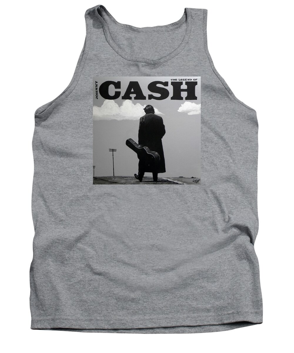 Johnny Cash Tank Top featuring the painting Johnny Cash by Tom Carlton