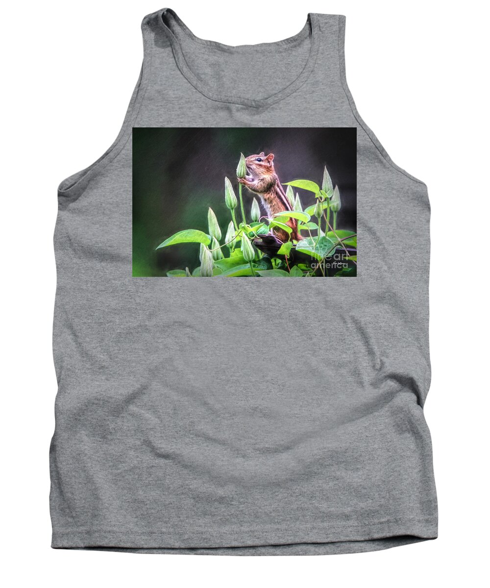 Chipmunk Tank Top featuring the photograph Just A Little Sniff by Tina LeCour