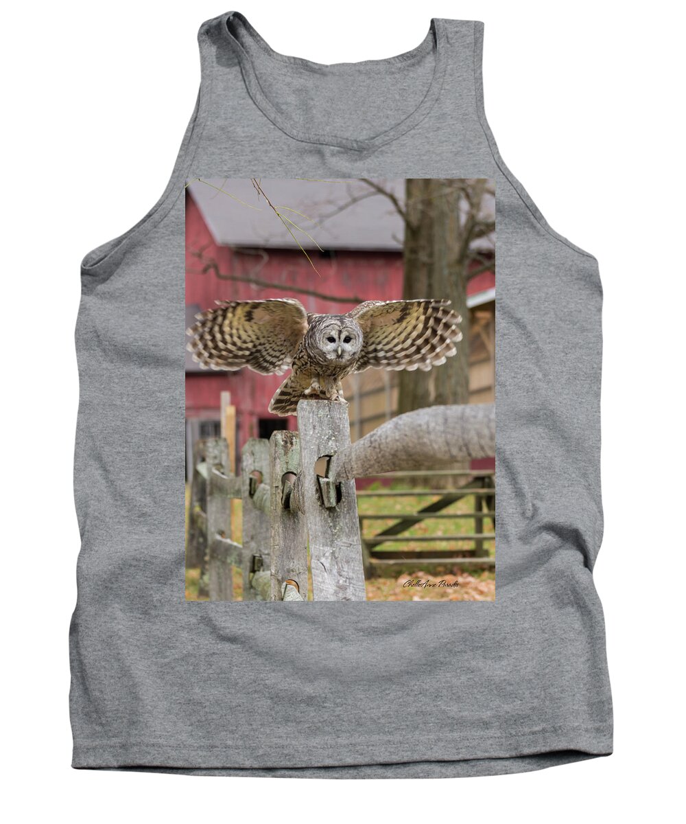Owl Tank Top featuring the photograph Just Dropping In by ChelleAnne Paradis
