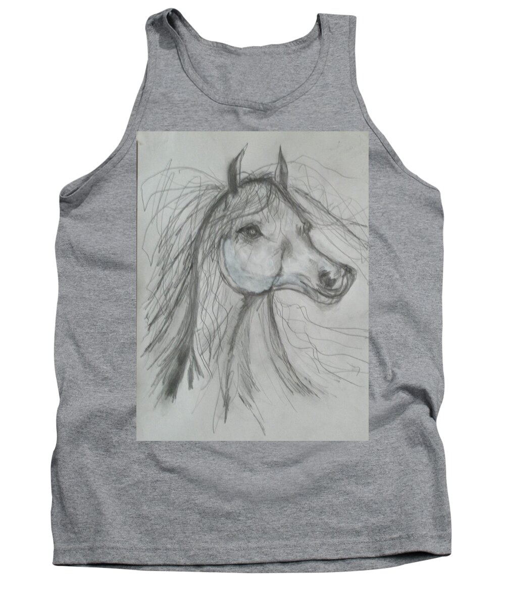 Abstract Horses Freedom Pastures Hills Dreams Animals Tank Top featuring the drawing Just Free by Sharyn Winters