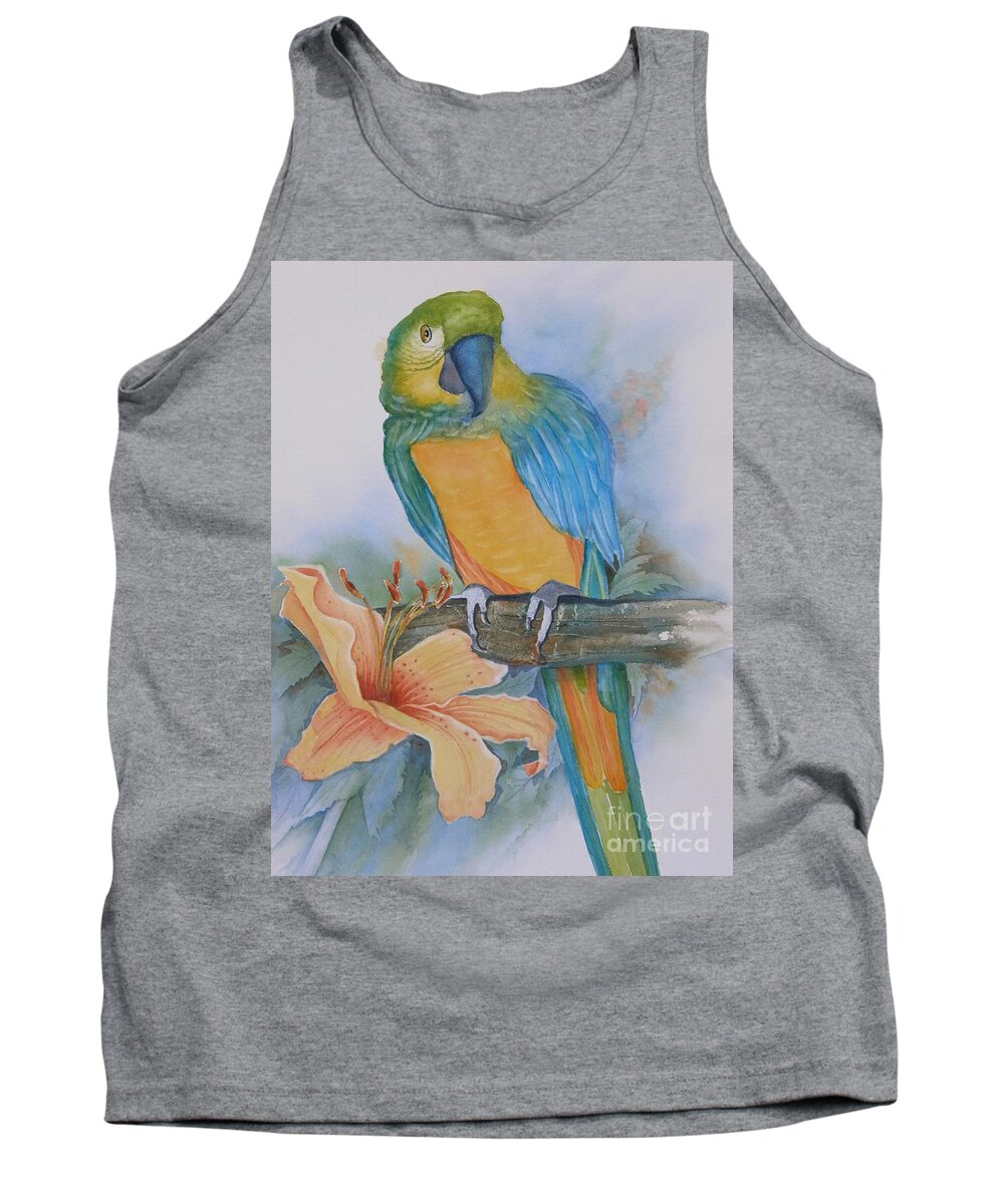 #parrot Tank Top featuring the painting Just Peachy by Midge Pippel