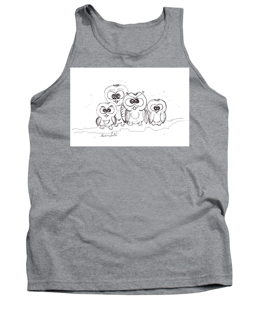 For Children Tank Top featuring the drawing Just The Four of Us by Ramona Matei