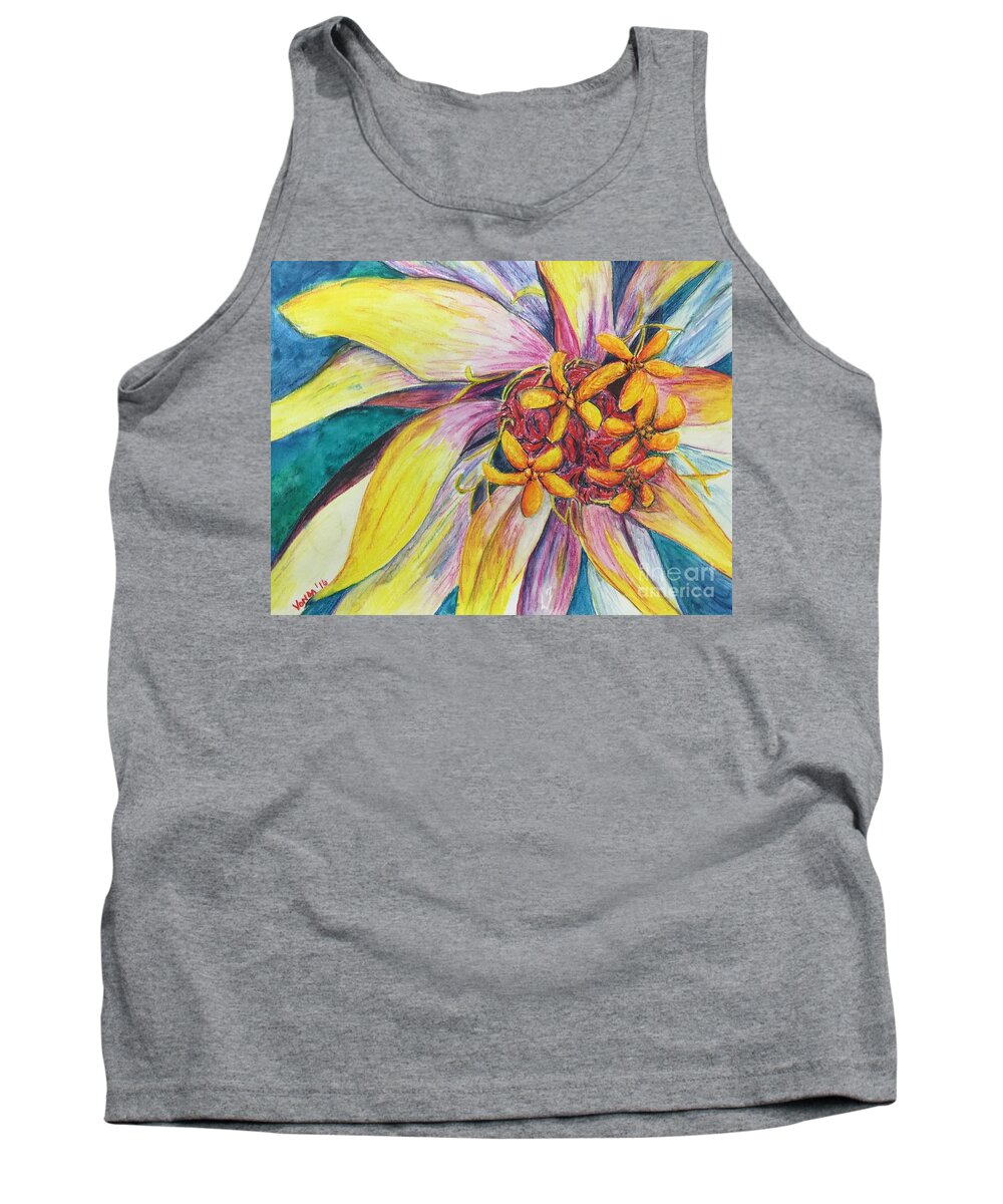 Macro Tank Top featuring the painting Kaleidoscope by Vonda Lawson-Rosa