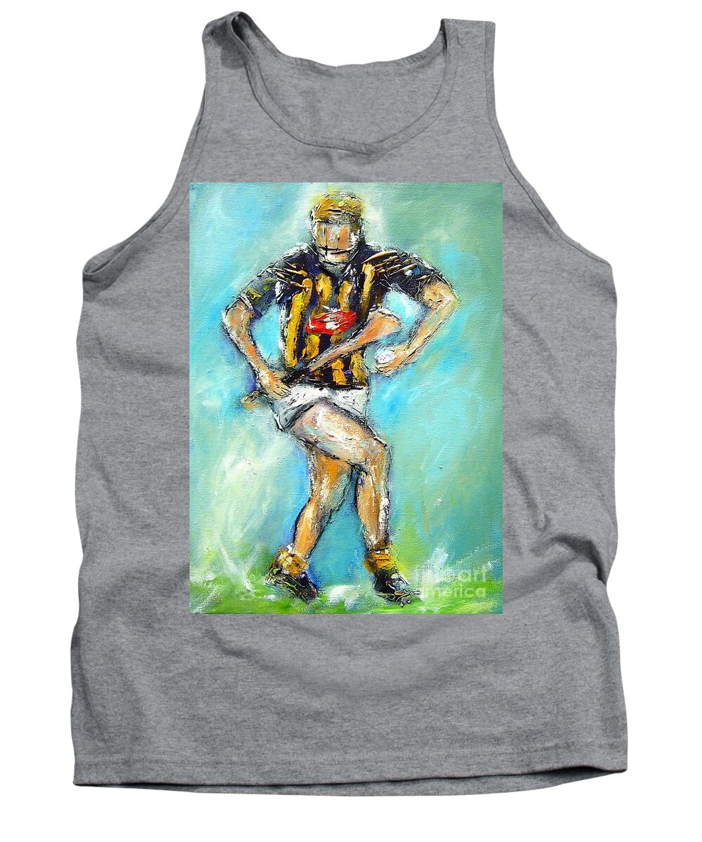 Kilkenny Tank Top featuring the painting Kilkenny hurling star by Mary Cahalan Lee - aka PIXI